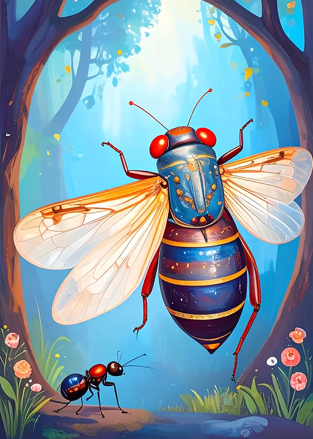 La Cigale et la Fourmi, illustration intellART