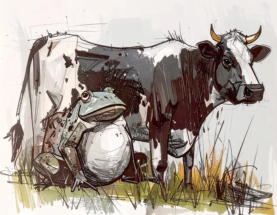 Illustration : La Grenouille et le Bœuf