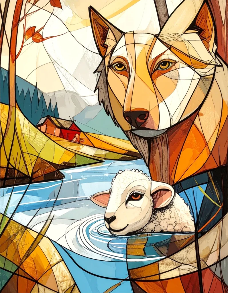 Illustration du Loup et l'Agneau par intellART